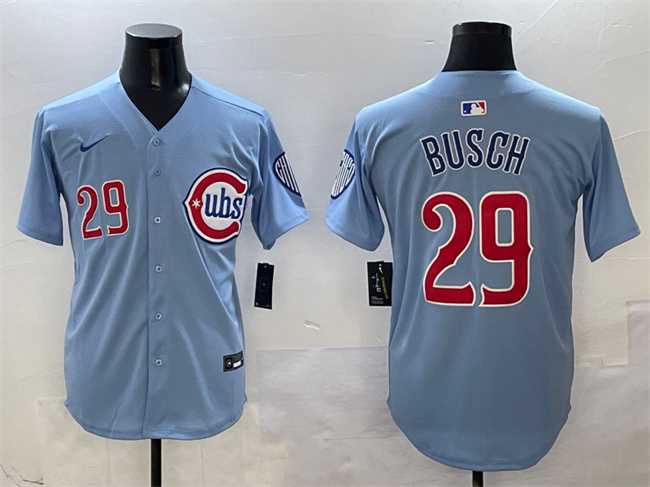 Mens Chicago Cubs #29 Michael Busch Blue 2024-25 2nd Alternate Limited Stitched Jersey